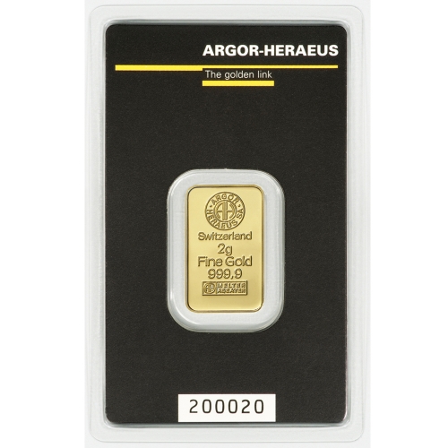 2 Gram Argor Heraeus Gold Bar