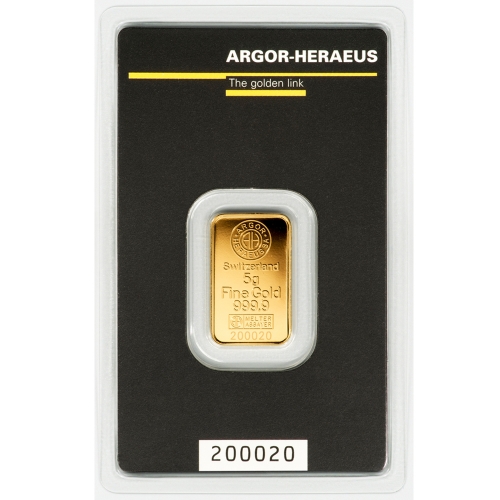 5 Gram Argor Heraeus Gold Bar